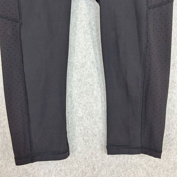 Lululemon Size 6 Black Cropped Leggings Mind Over Miles Crop (17" ) Side Pockets - Picture 5 of 14